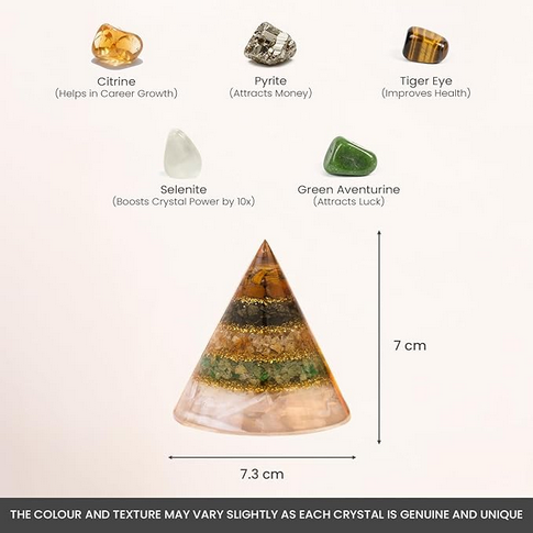 Conical Dhan Yog Pyramid With Selenite Base