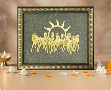 Limited Edition - 7 Horses on Raw Pyrite Frame (Big Size)