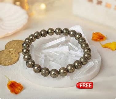 Raw Pyrite Bracelet with FREE Raw Selenite Plate