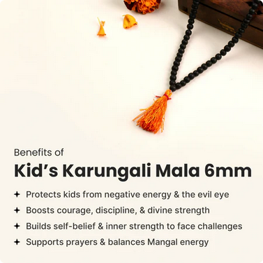 Karungali Malai 6mm for Kids (108+1 Beads) Original Ebony Wood (Govt. Certified)