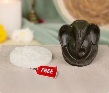 Pyrite Ganesh Ji Idol with FREE Raw Selenite Plate