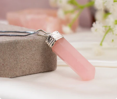 Love Attraction Rose Quartz Pencil Pendant