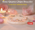 Rose Quartz Chips Bracelet with FREE Raw Selenite Plate