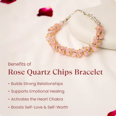 Rose Quartz Chips Bracelet with FREE Raw Selenite Plate