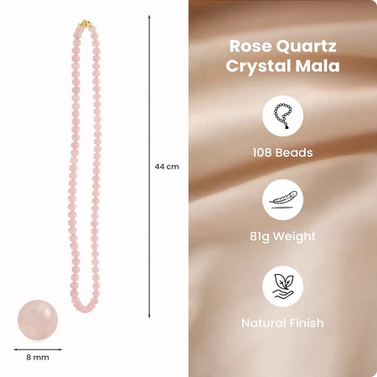 Rose Quartz Mala - 8mm || 108 Beads