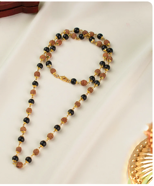 Divya Raksha Rudraksha & Karungali Mala with Gold Capping