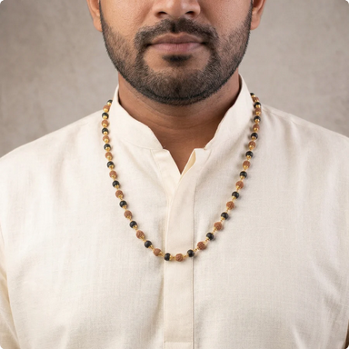 Divya Raksha Rudraksha & Karungali Mala with Gold Capping