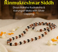 Rinmukteshwar Siddh Divya Rudraksha Karungali Mala - Silver Capped