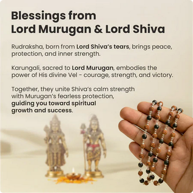 Rinmukteshwar Siddh Divya Rudraksha Karungali Mala - Silver Capped
