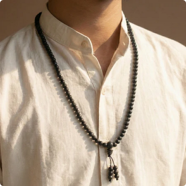 Karungali Malai 6mm Stretchable - 108+1 Beads (Original Ebony Wood)