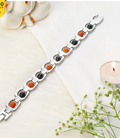 Metal Rudraksha and Karungali Bracelet - Silver
