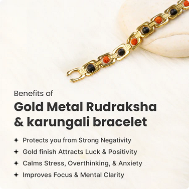 Metal Ruduraksha And Karungali Bracelet - Gold