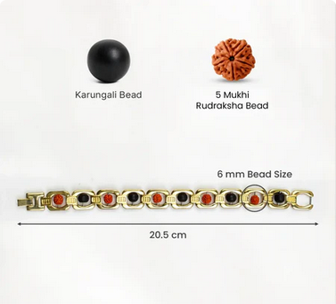 Metal Ruduraksha And Karungali Bracelet - Gold