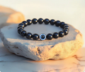 Evil Eye Bracelet with Black Obsidian