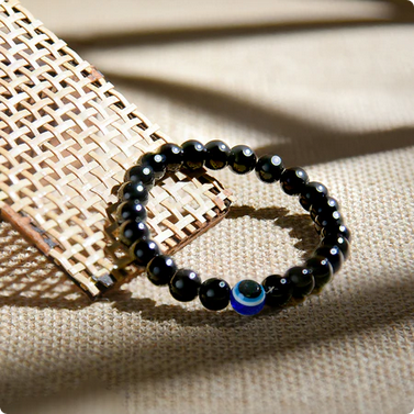 Evil Eye Bracelet with Black Obsidian