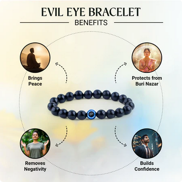 Black Obsidian Evil Eye Bracelet with FREE Raw Selenite Plate