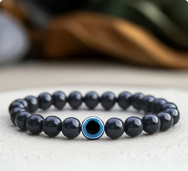 Evil Eye Bracelet with Black Obsidian